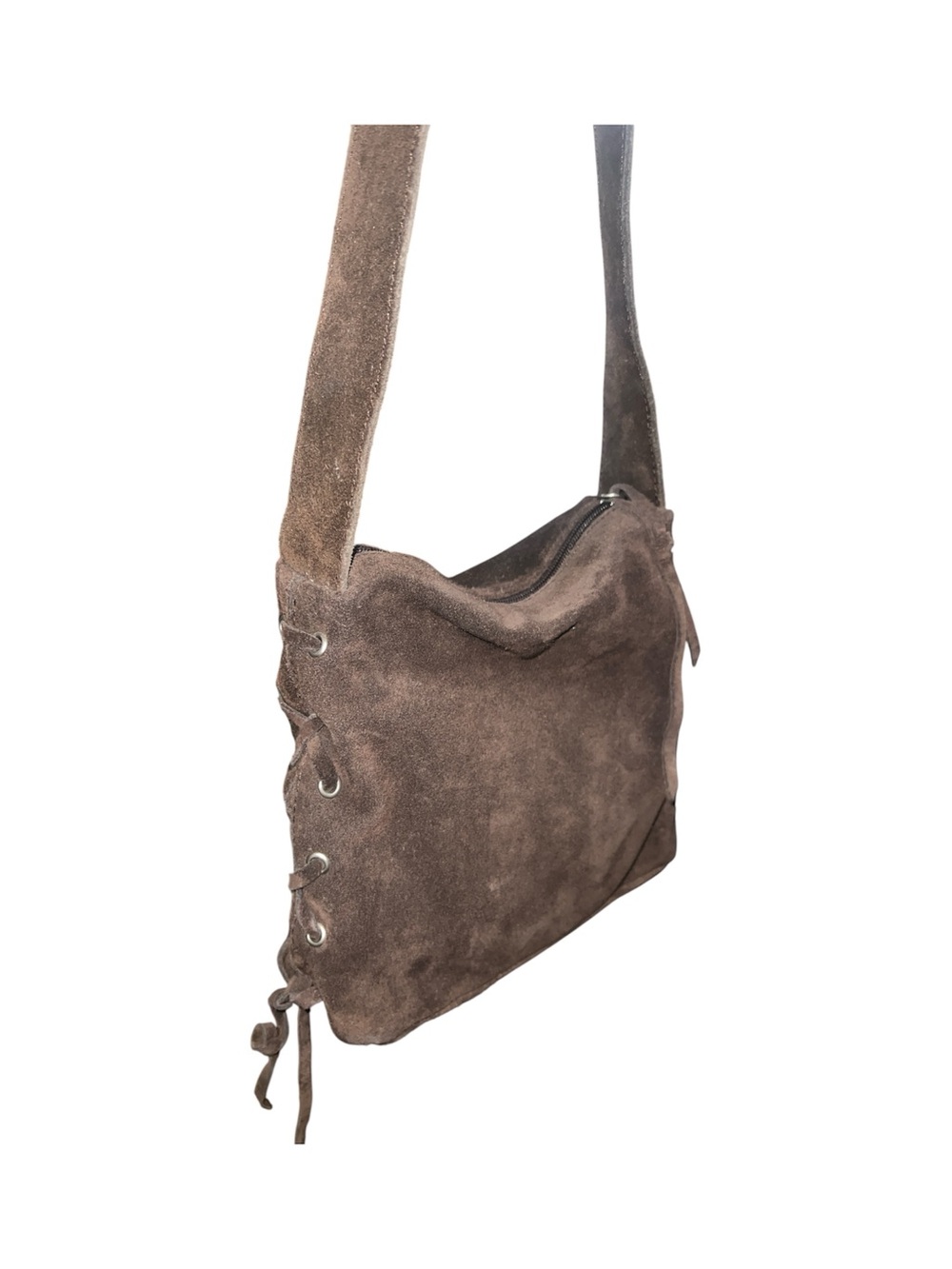 Vintage Y2K American Eagle Brown Suede Lace Up Bag & Matching Wallet Set - Picture 5 of 5